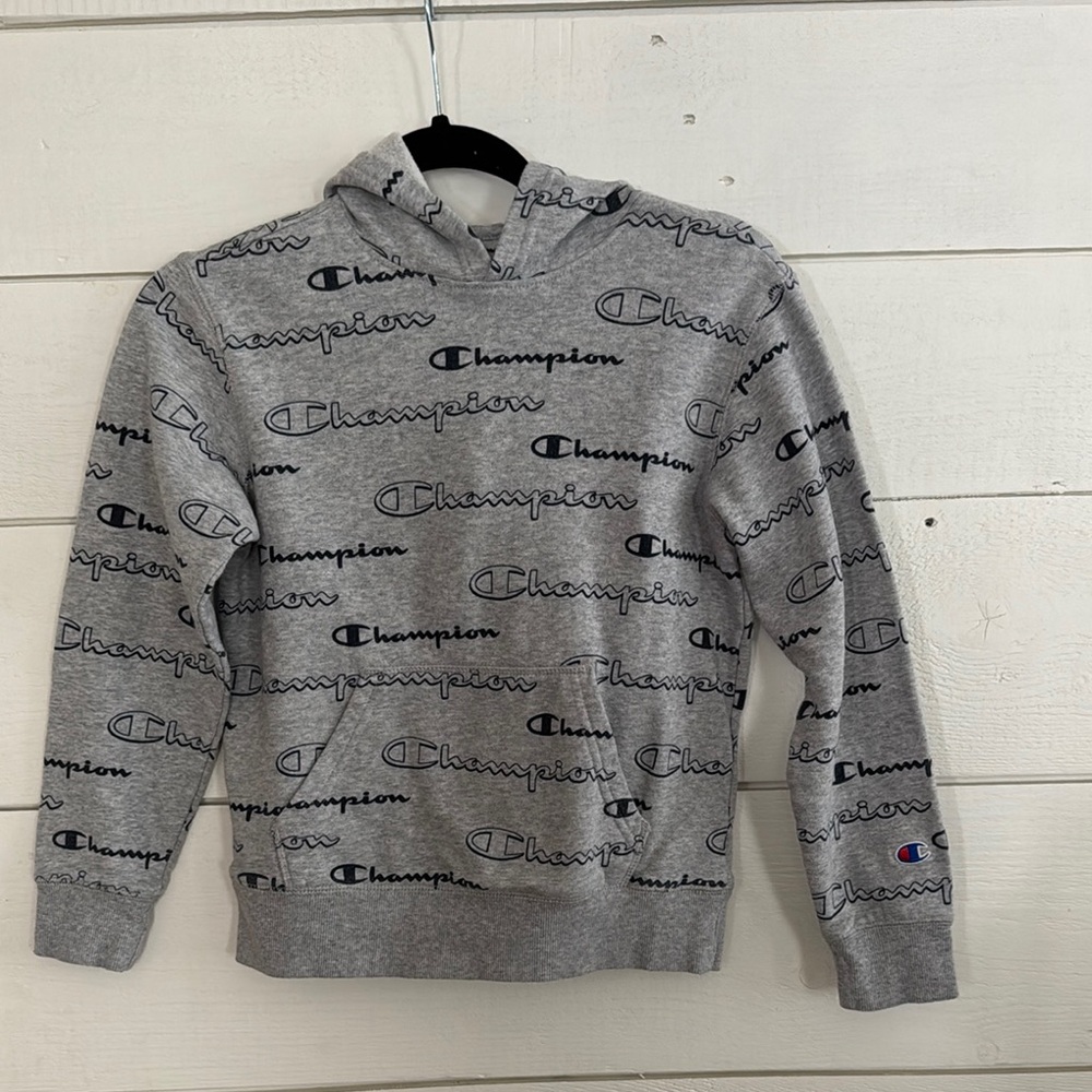 Champion Gray Hoodie with Signature Logo Design